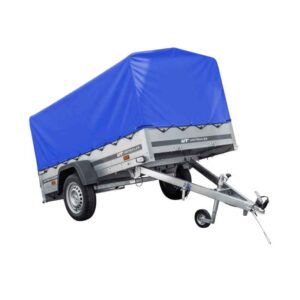 Remorque routière Garden Trailer 230 KIPP avec bâche haute bleue, arceau et roue jockey 230x125