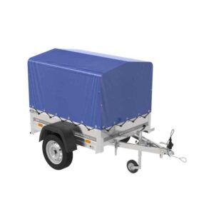 Remorque pour voiture Unitrailer Garden Trailer 150 KIPP 150x106 bâche bleue + arceau, PTAC 500 kg